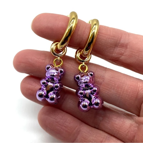 Chrome Gummy Bear Earring Purple - Picture 3 of 5
